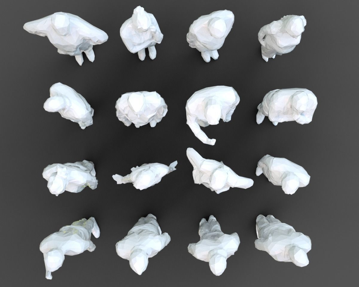 16 Stylized Human Statues Pack V8 Low-poly 3D model_1