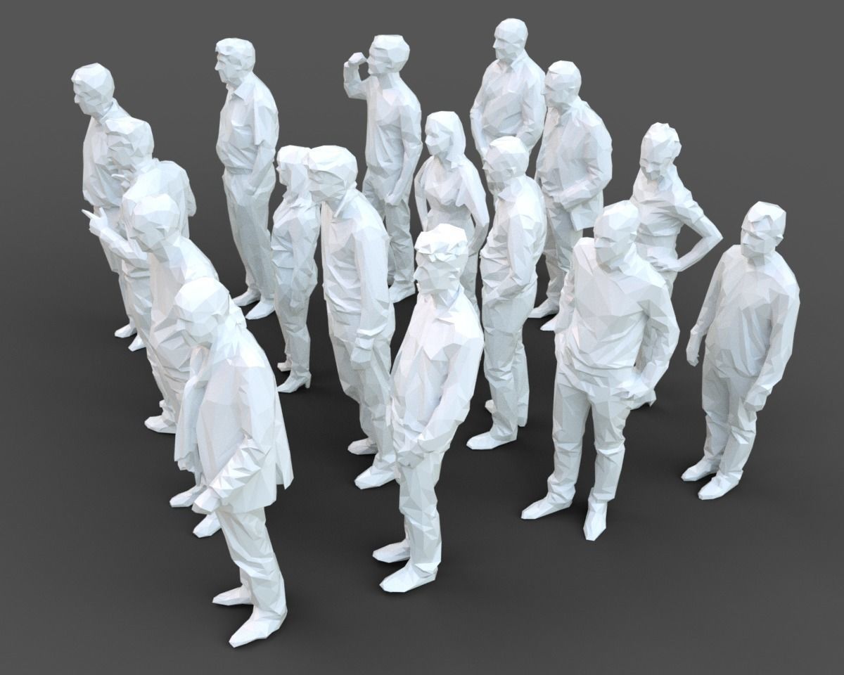 16 Stylized Human Statues Pack V9 Low-poly 3D model_1