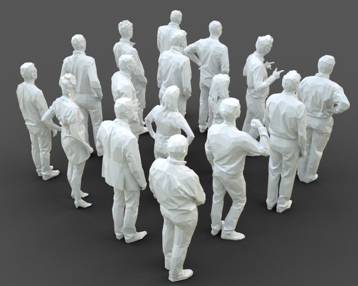 16 Stylized Human Statues Pack V9 Low-poly 3D model_5