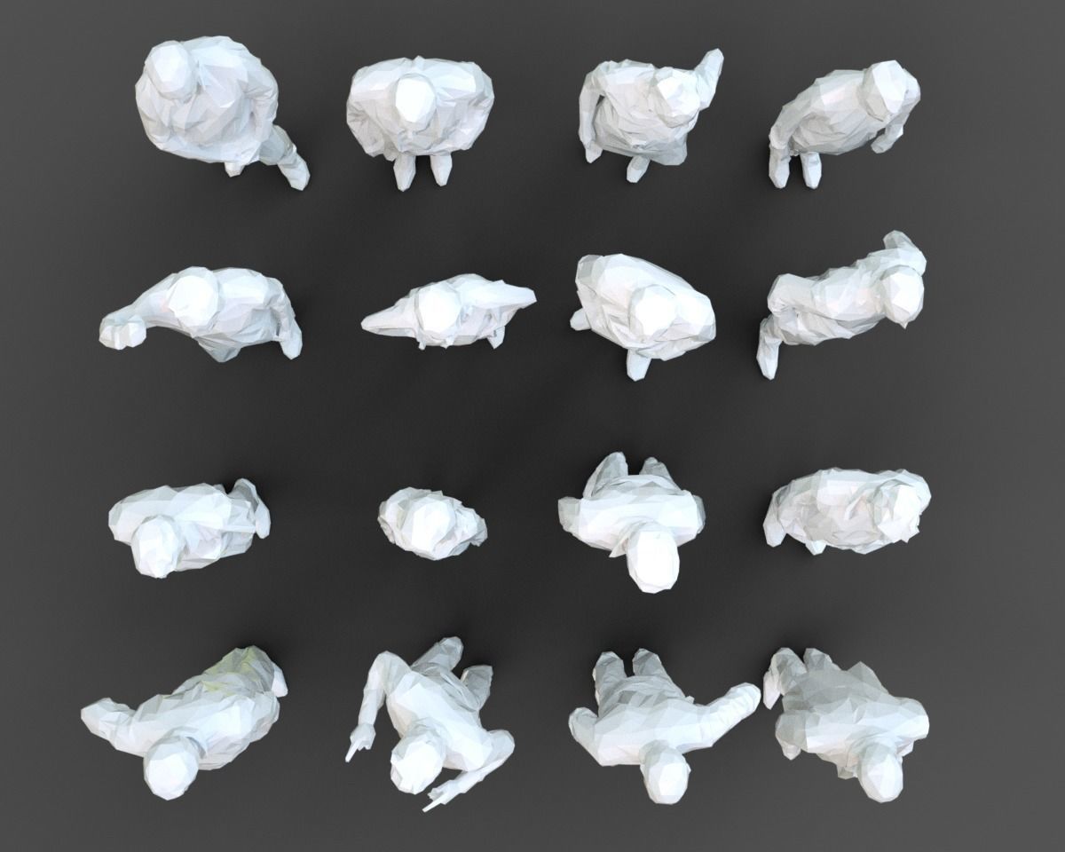 16 Stylized Human Statues Pack V9 Low-poly 3D model_2