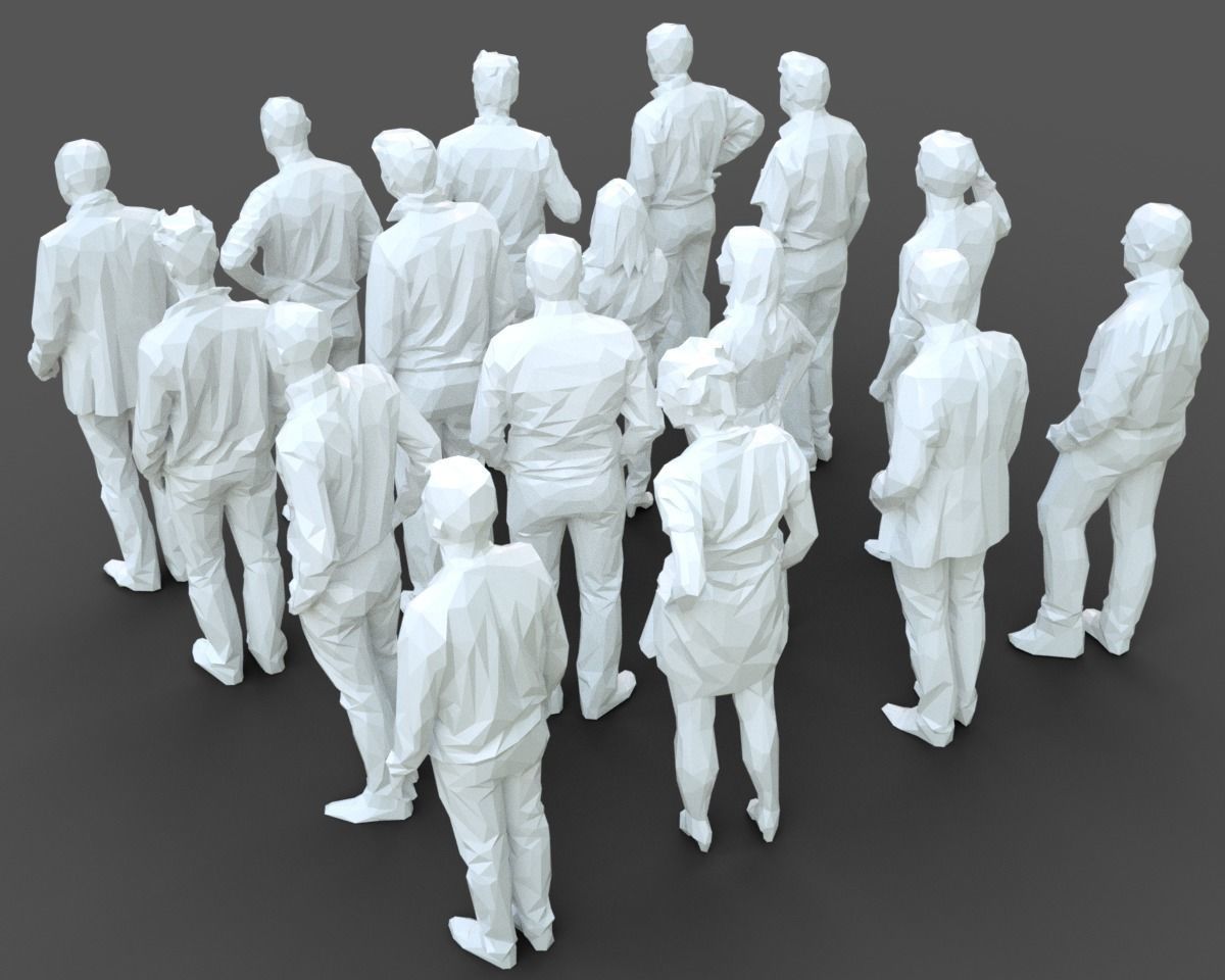 16 Stylized Human Statues Pack V9 Low-poly 3D model_3