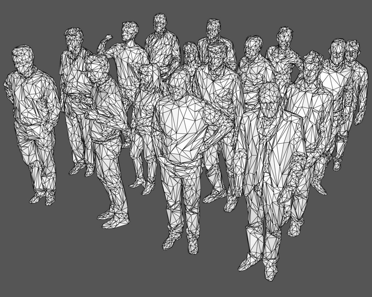 16 Stylized Human Statues Pack V9 Low-poly 3D model_6