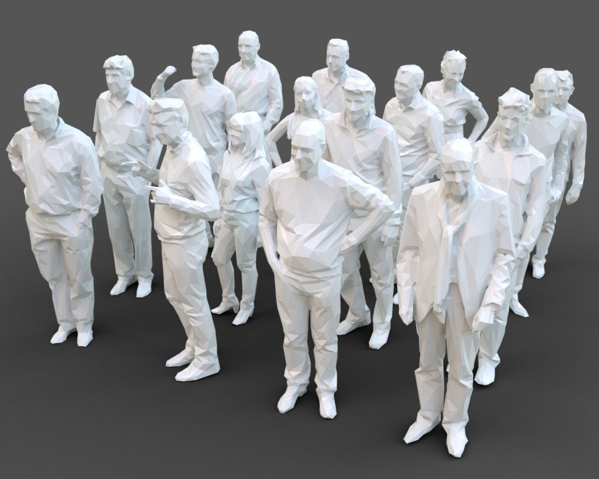 16 Stylized Human Statues Pack V9 Low-poly 3D model_0