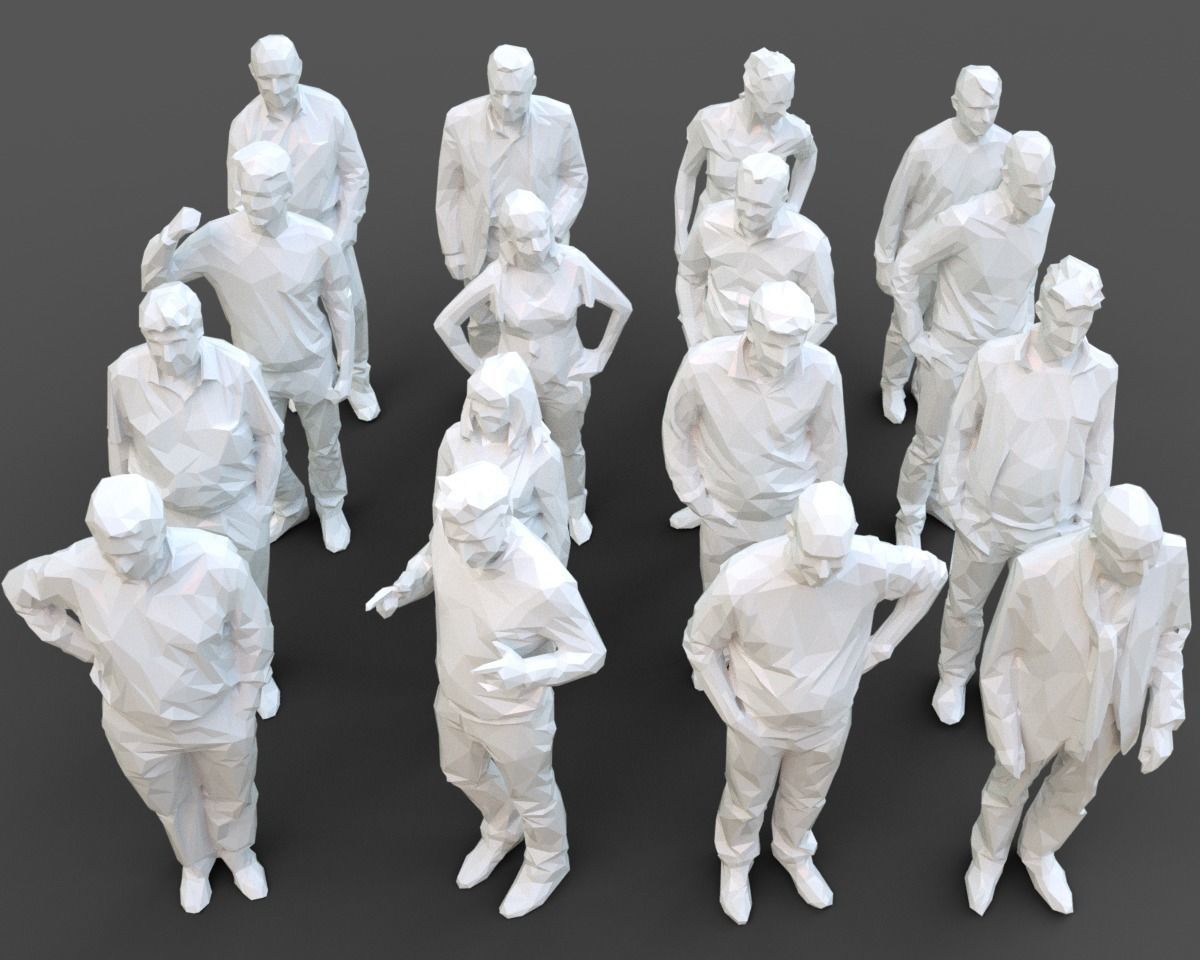 16 Stylized Human Statues Pack V9 Low-poly 3D model_4