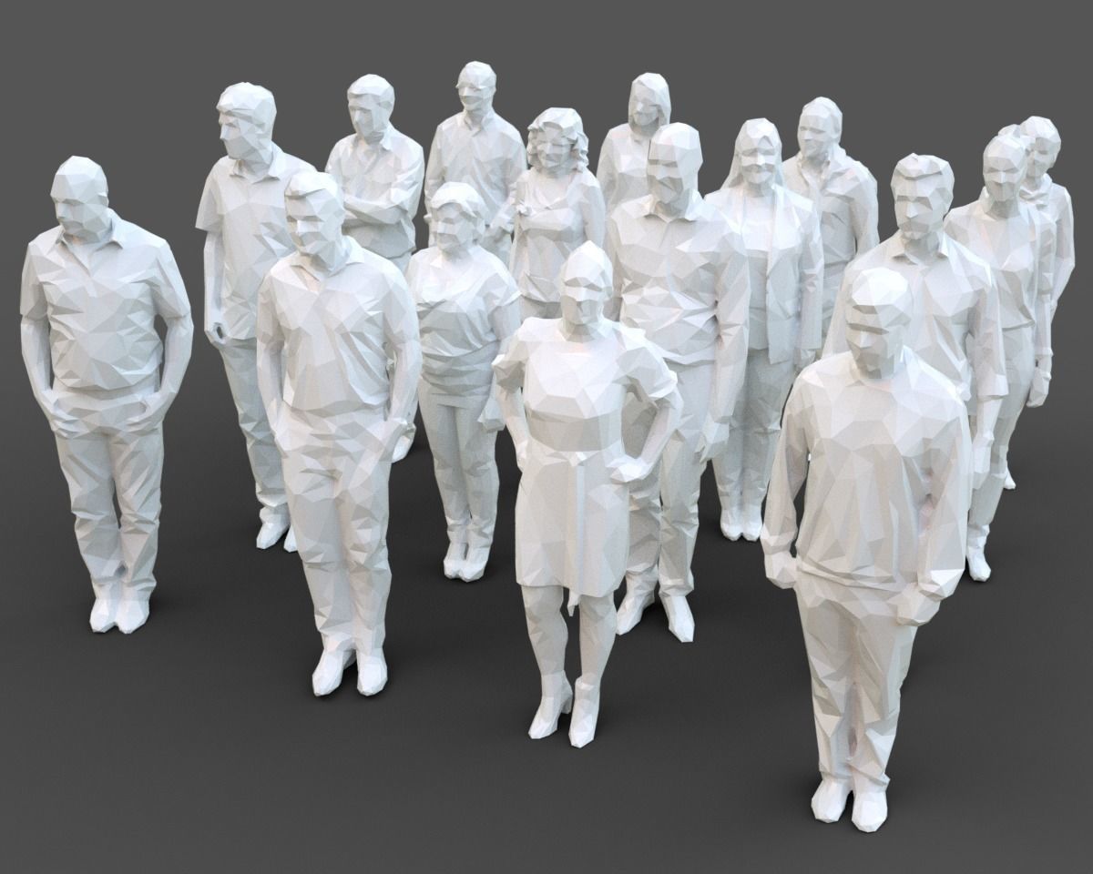 16 Stylized Human Statues Pack V11 Low-poly 3D model