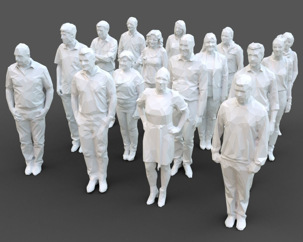 16 Stylized Human Statues Pack V11 Low-poly 3D model