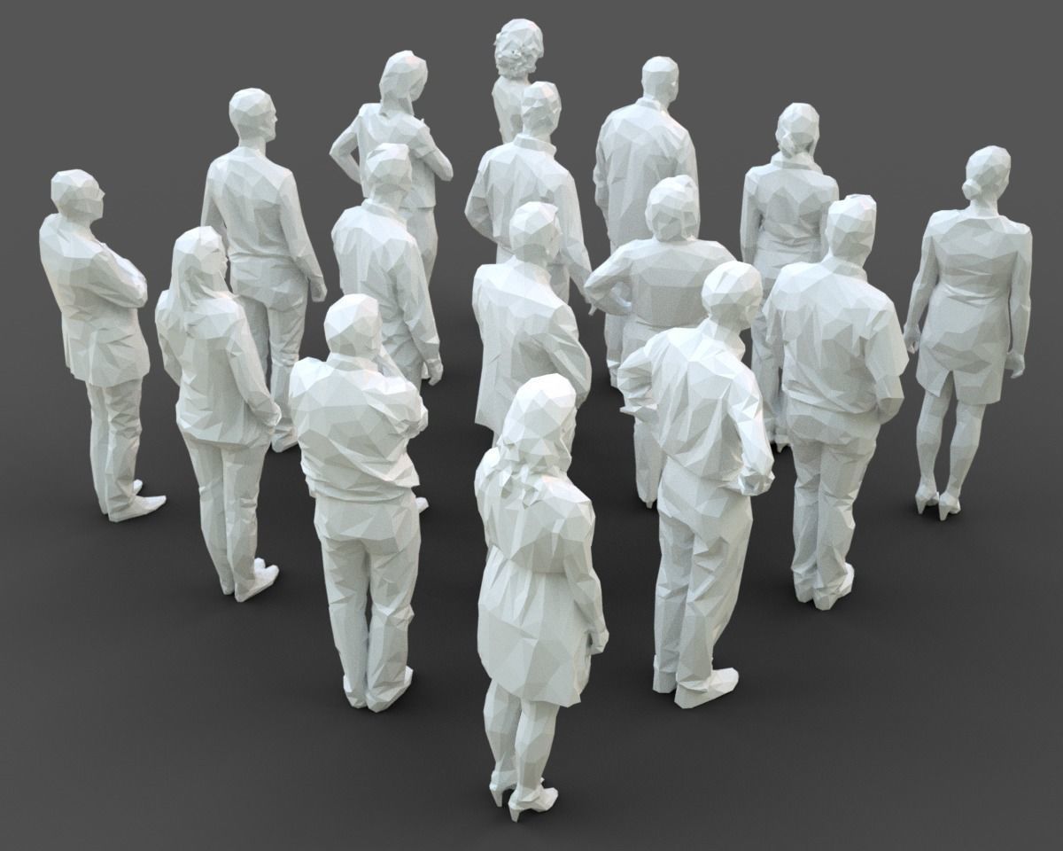 16 Stylized Human Statues Pack V12 Low-poly 3D model_2