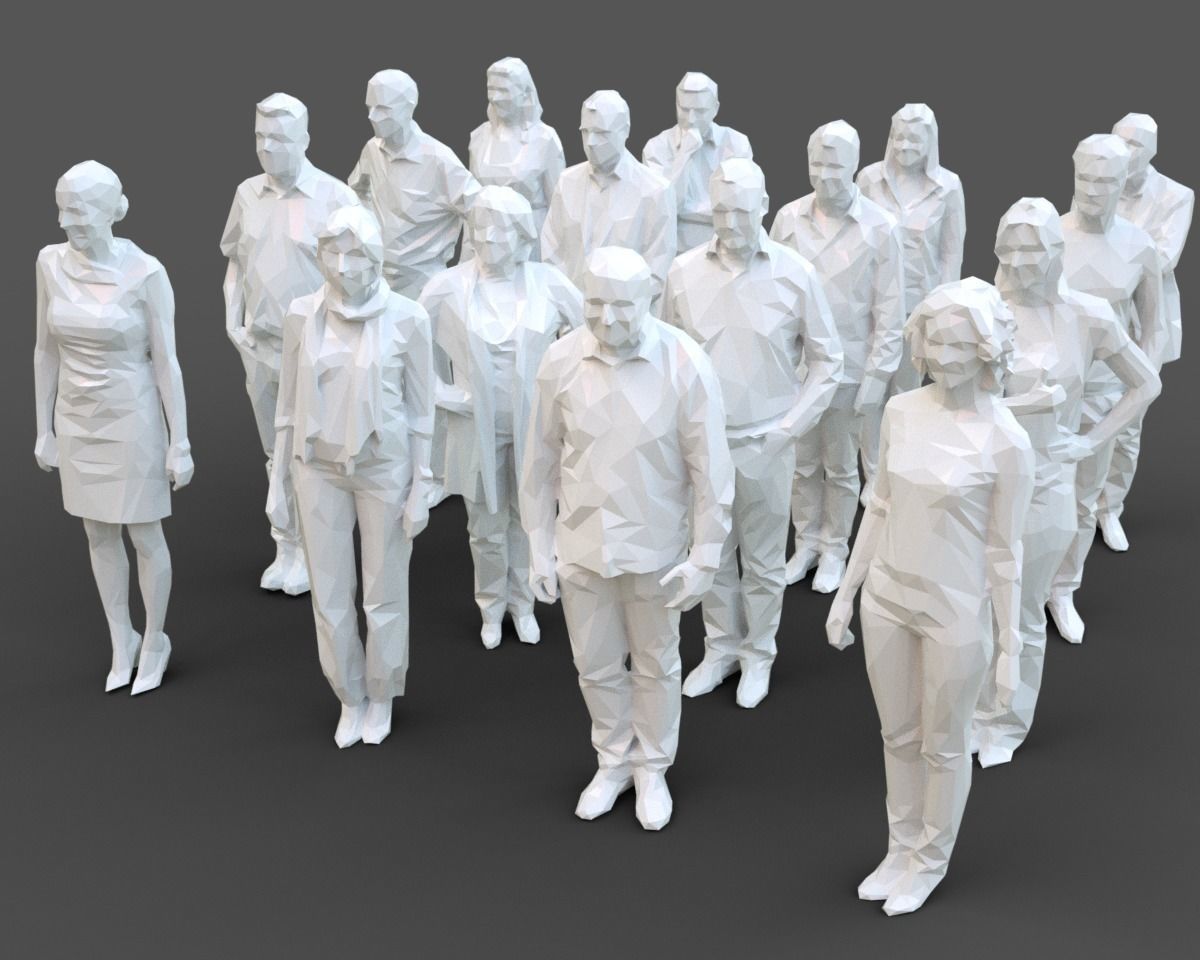 16 Stylized Human Statues Pack V12 Low-poly 3D model_0