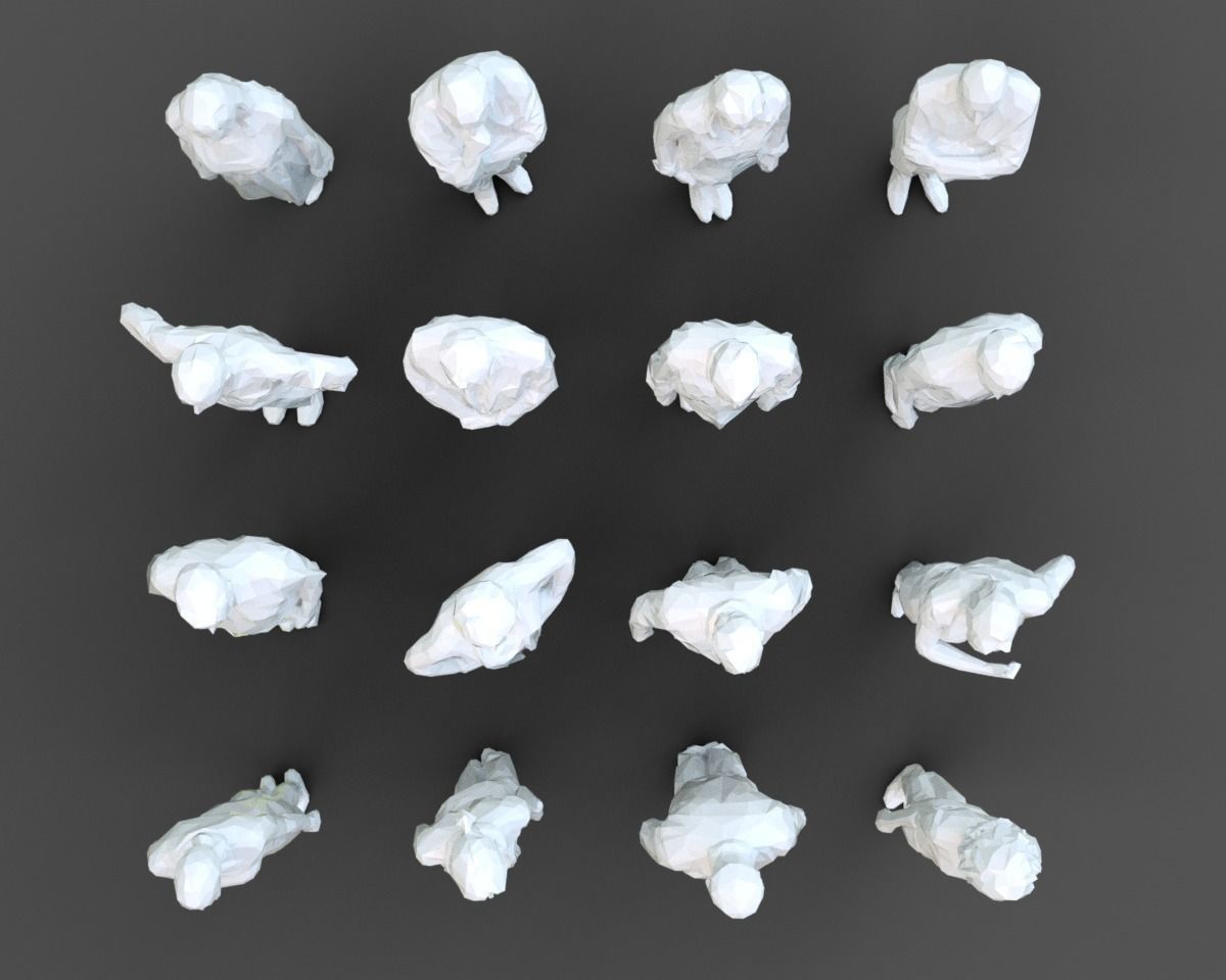 16 Stylized Human Statues Pack V12 Low-poly 3D model_1