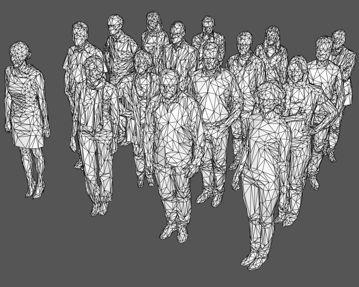 16 Stylized Human Statues Pack V12 Low-poly 3D model_6