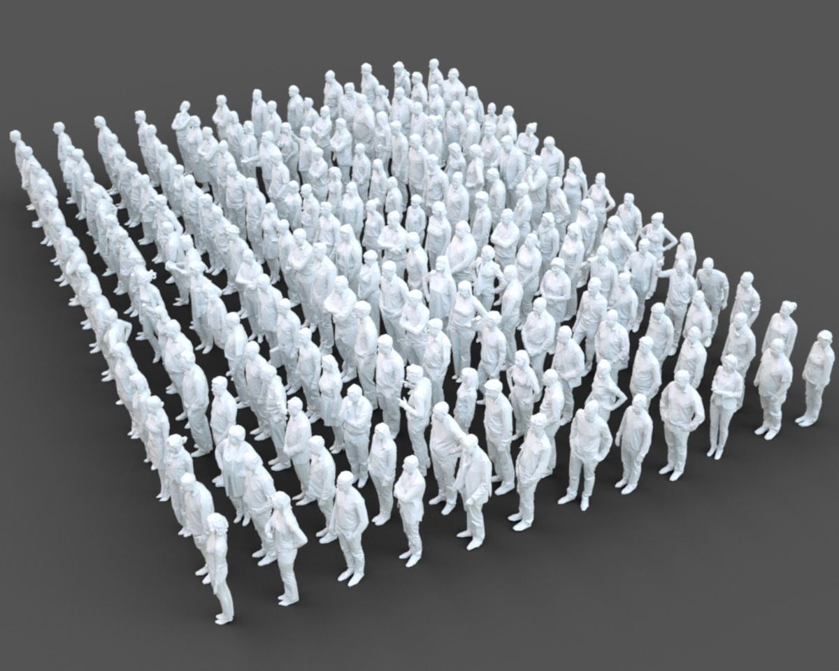 192 Stylized Human Statues Collection Low-poly 3D model