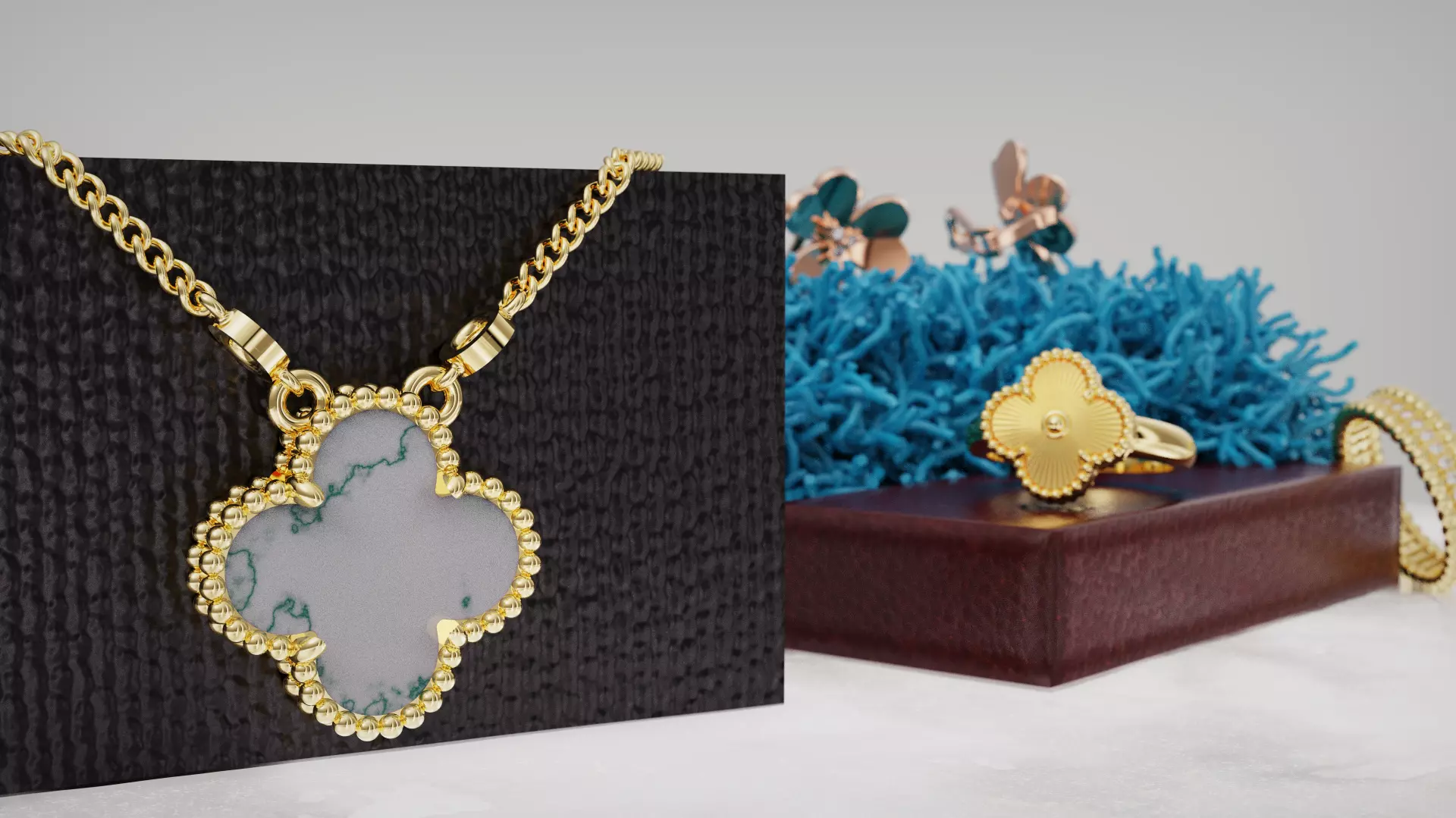 Clover Pendant gem 12mm 3D print model