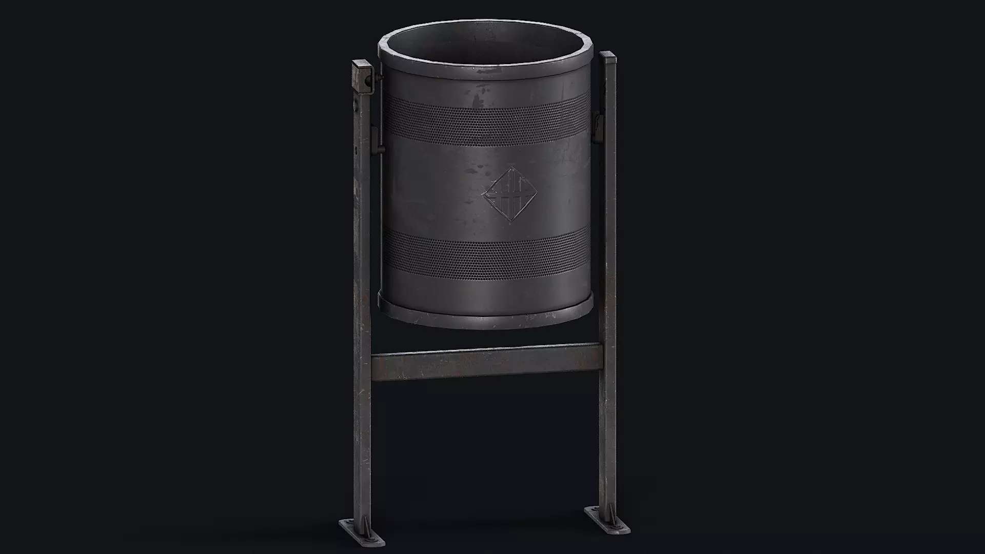 Barcelona Street Bin Low-poly 3D model