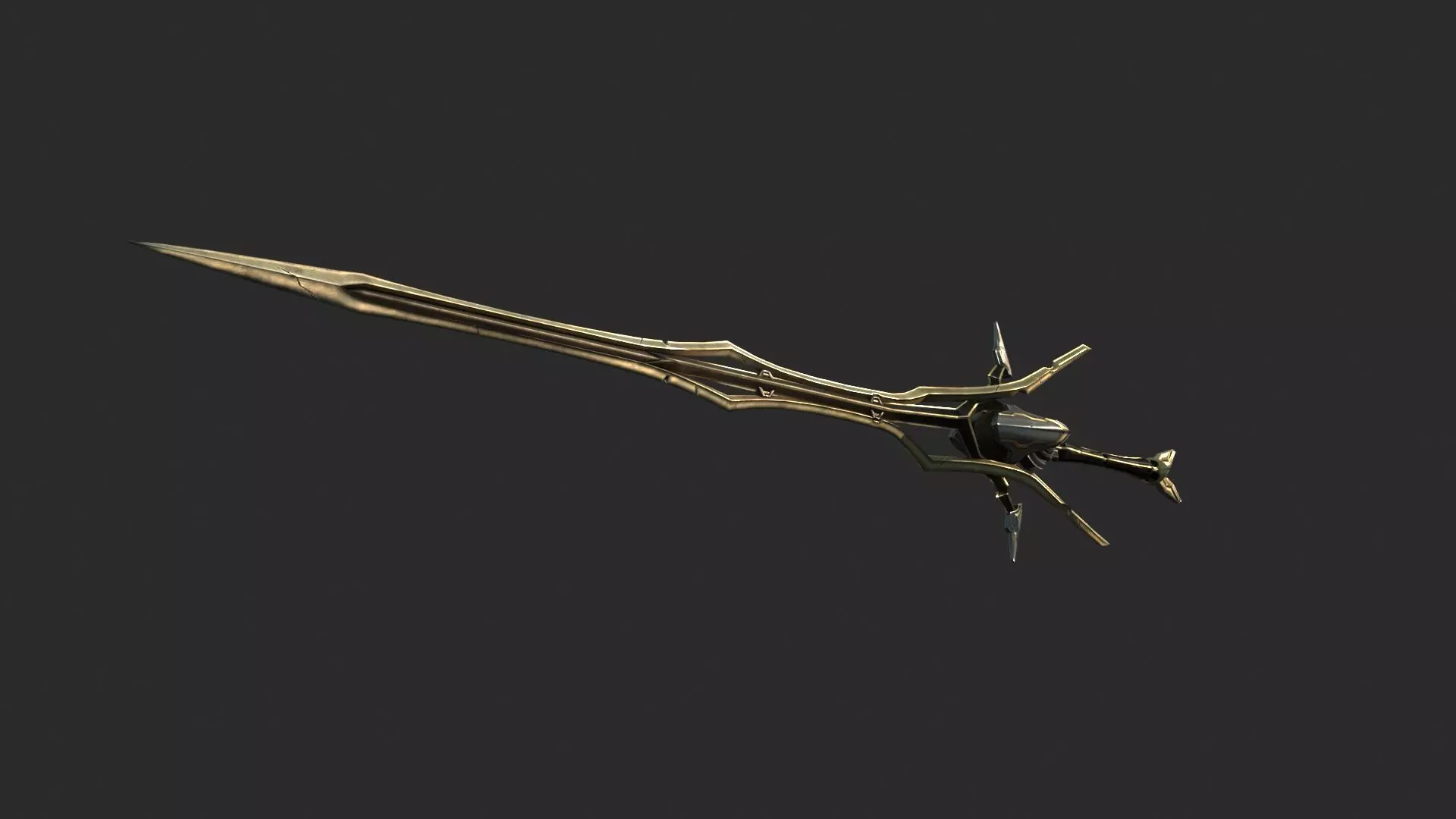 Magical style weapon Golden Long Sword 3D model