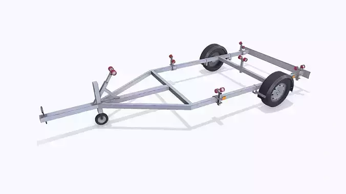 Boat Trailer Low-poly PBR Low-poly 3D model 3