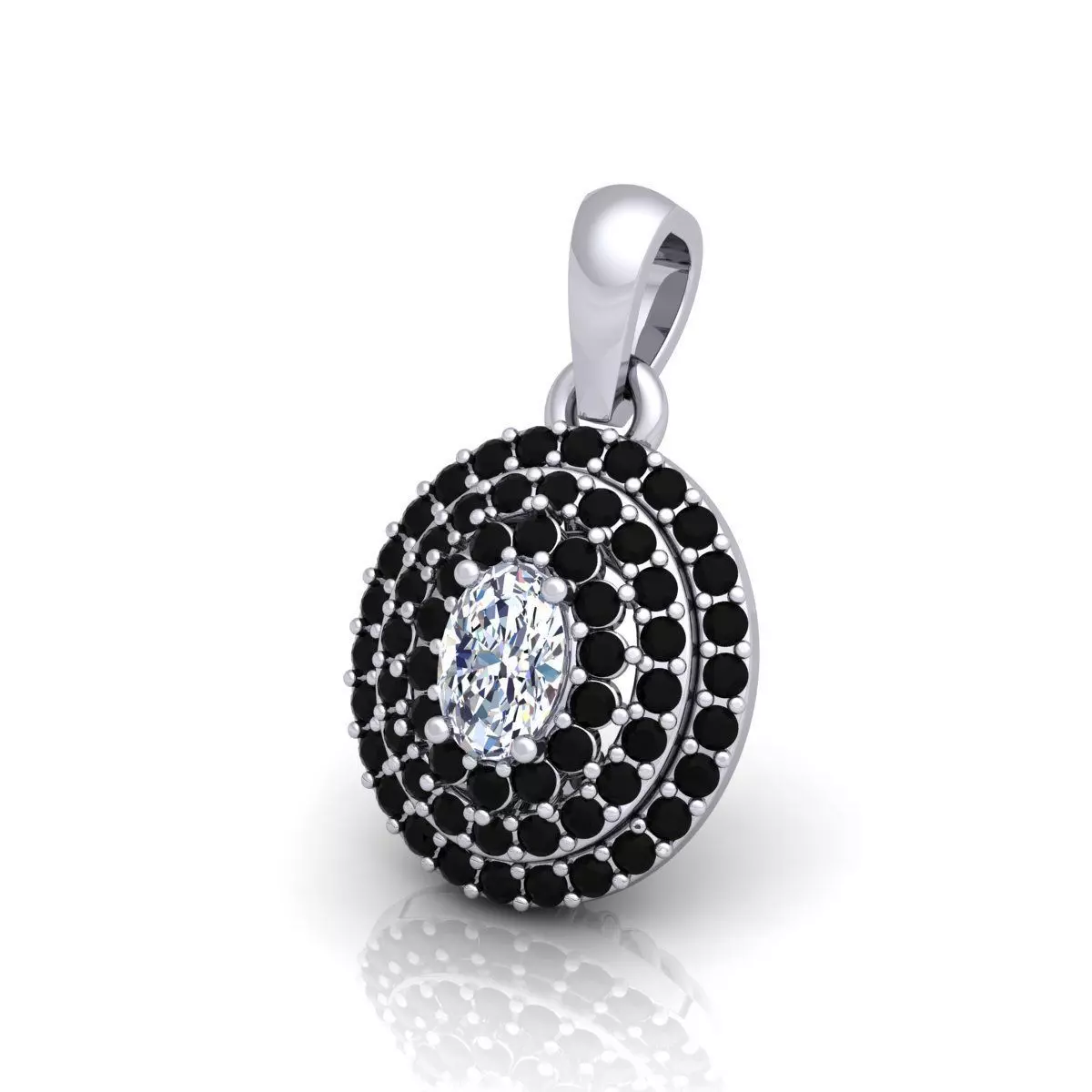 Pendant Necklace Diana Style Oval White Diamonds 3D print model