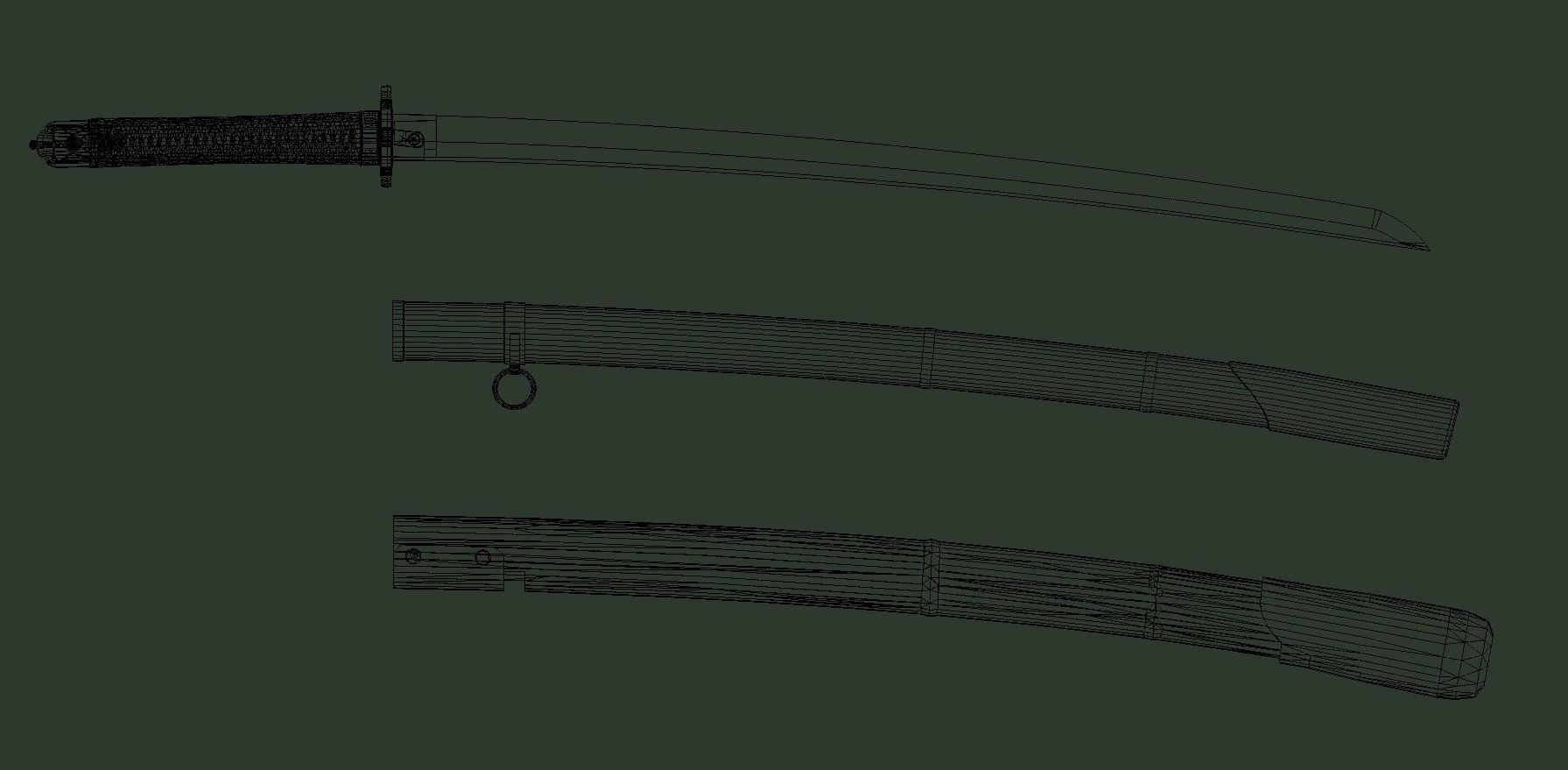 WW2 - Japanese Army Type98 GUNTO - Katana 3D model_1