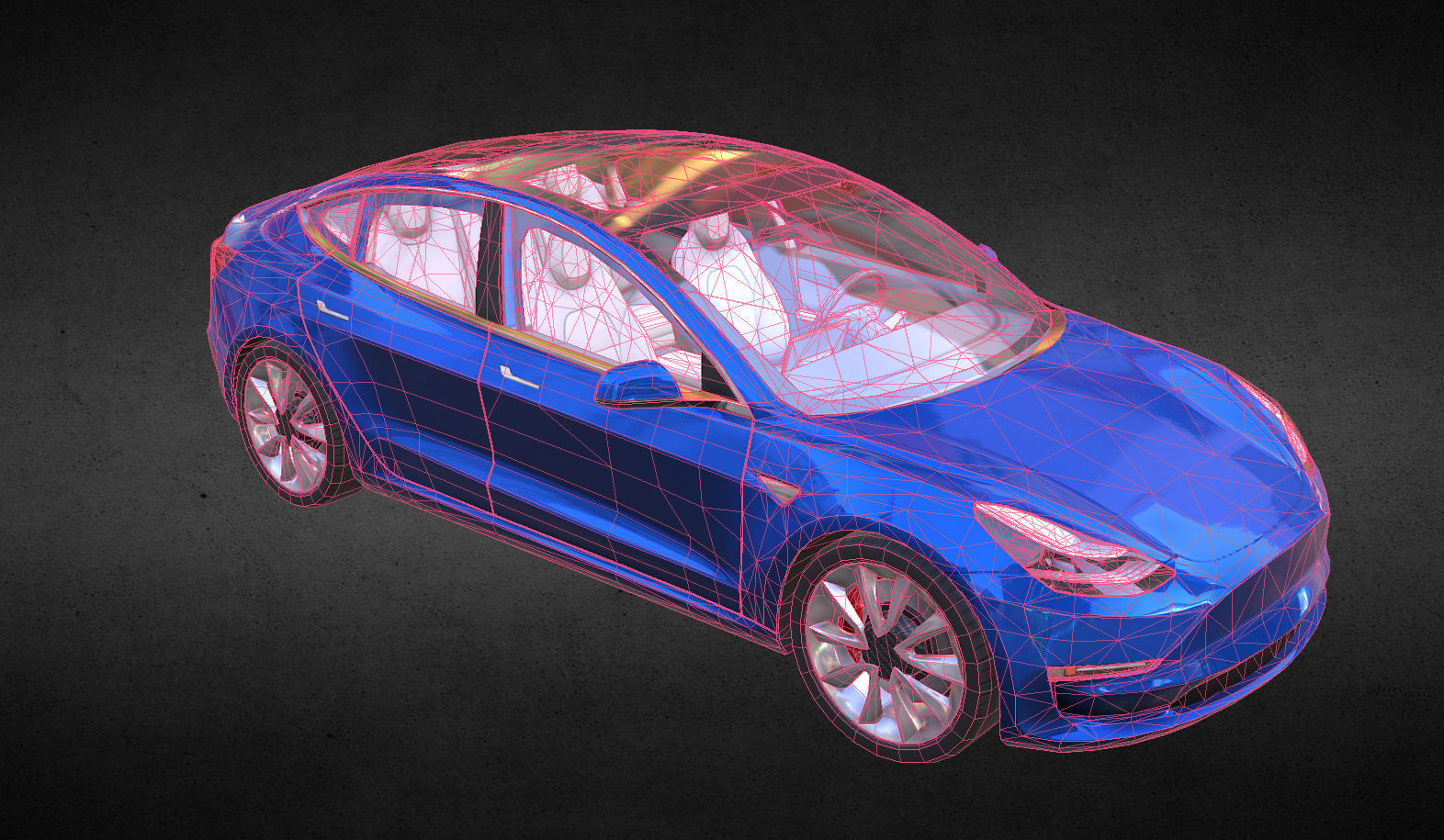 Tesla Model 3 s car Low-poly 3D model_1