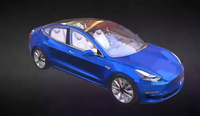 Tesla Model 3 s car Low-poly 3D model