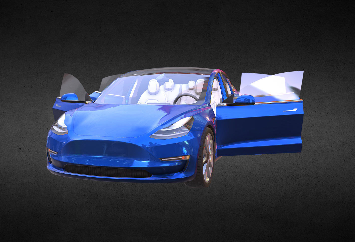 Tesla Model 3 s car Low-poly 3D model_6