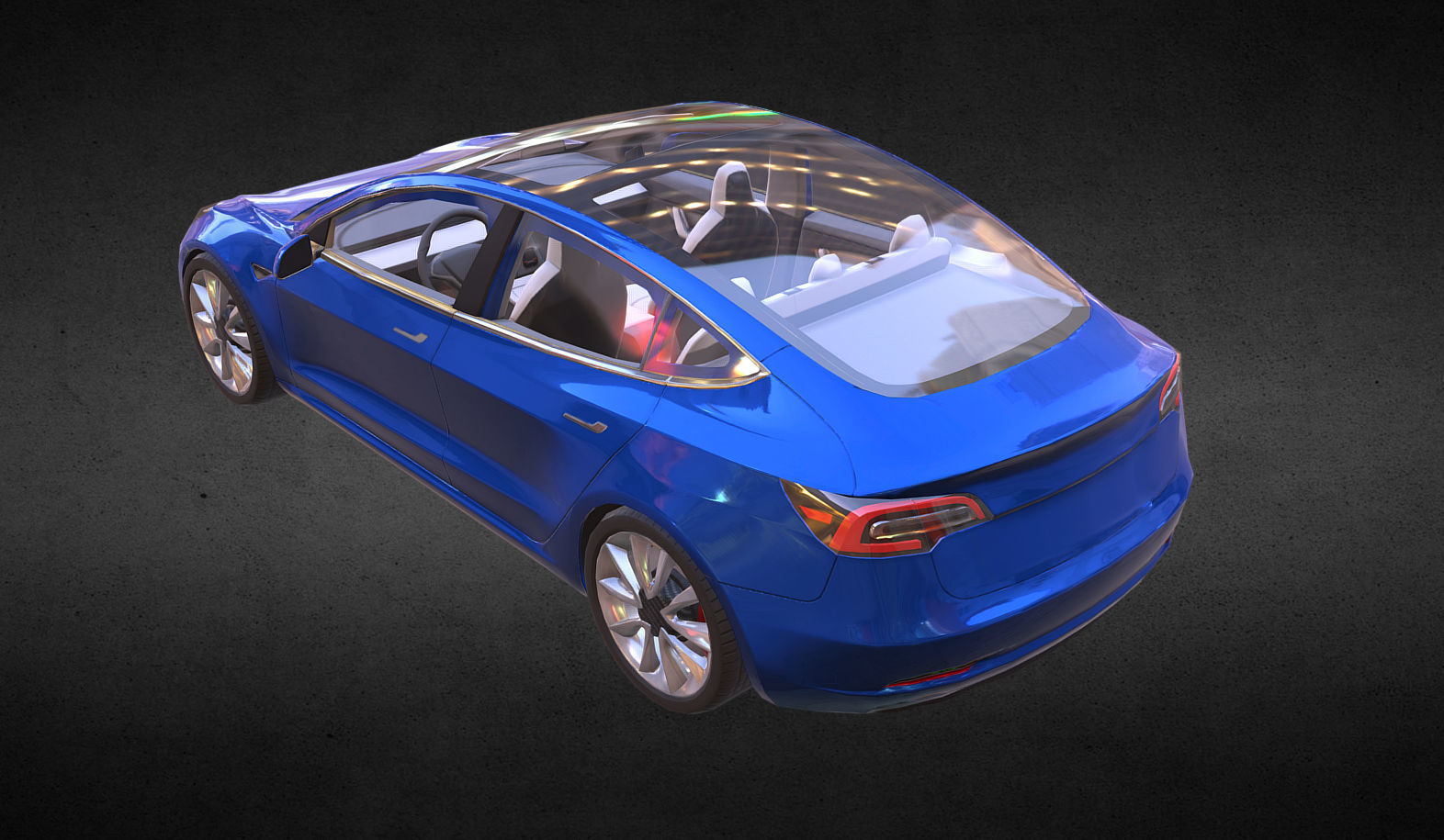 Tesla Model 3 s car Low-poly 3D model_2