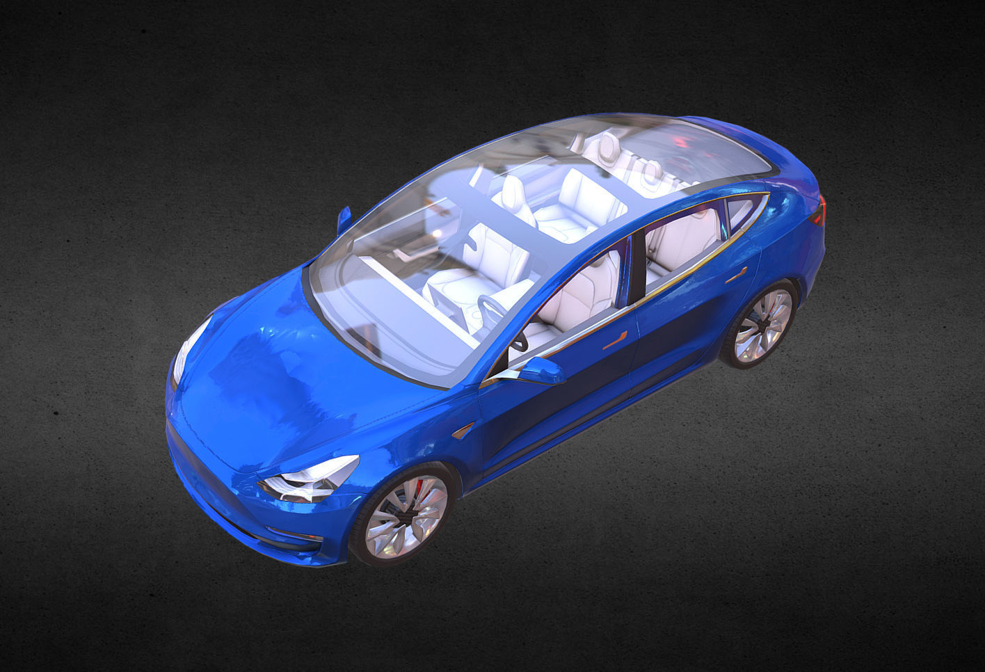 Tesla Model 3 s car Low-poly 3D model_5