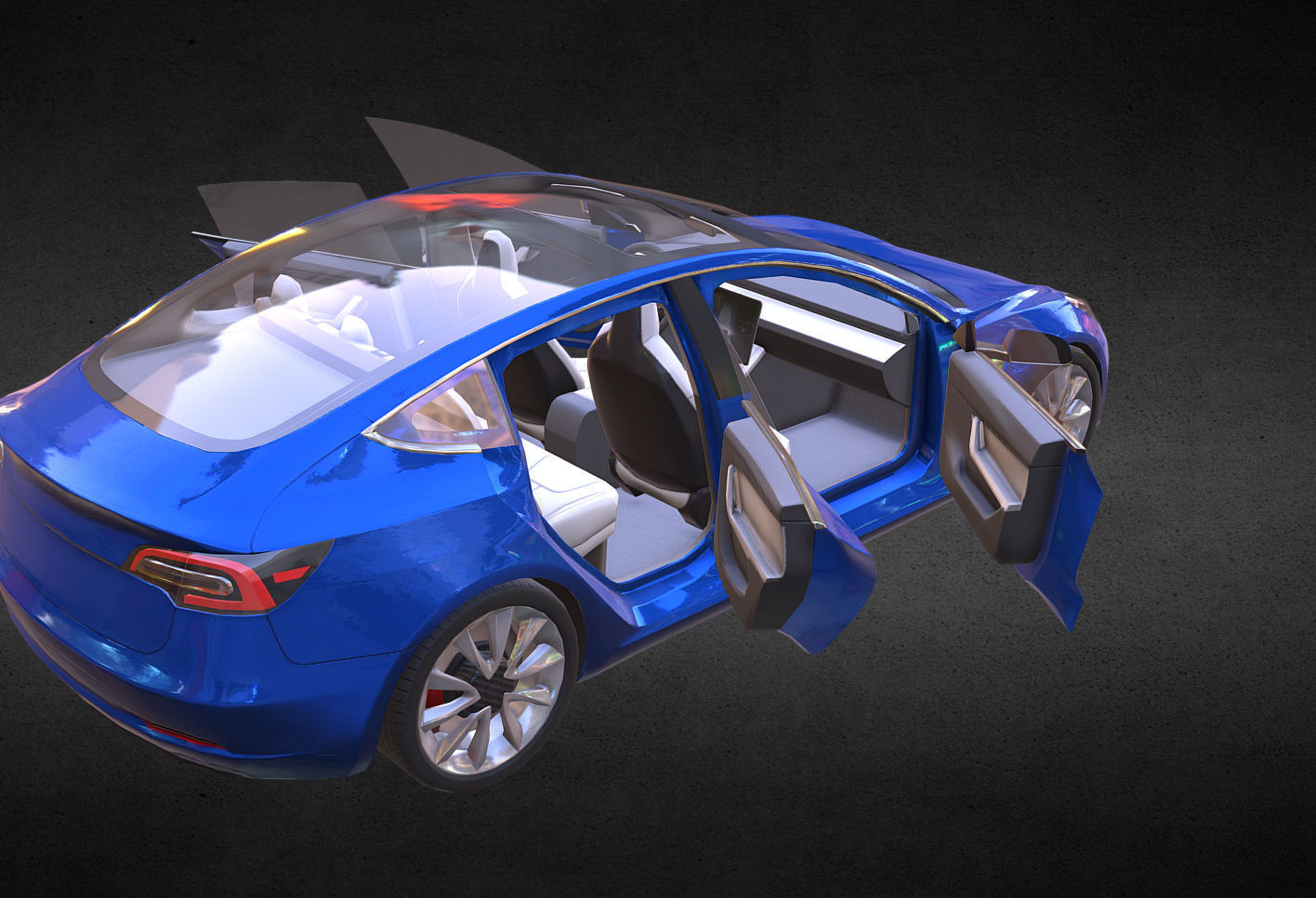 Tesla Model 3 s car Low-poly 3D model_4