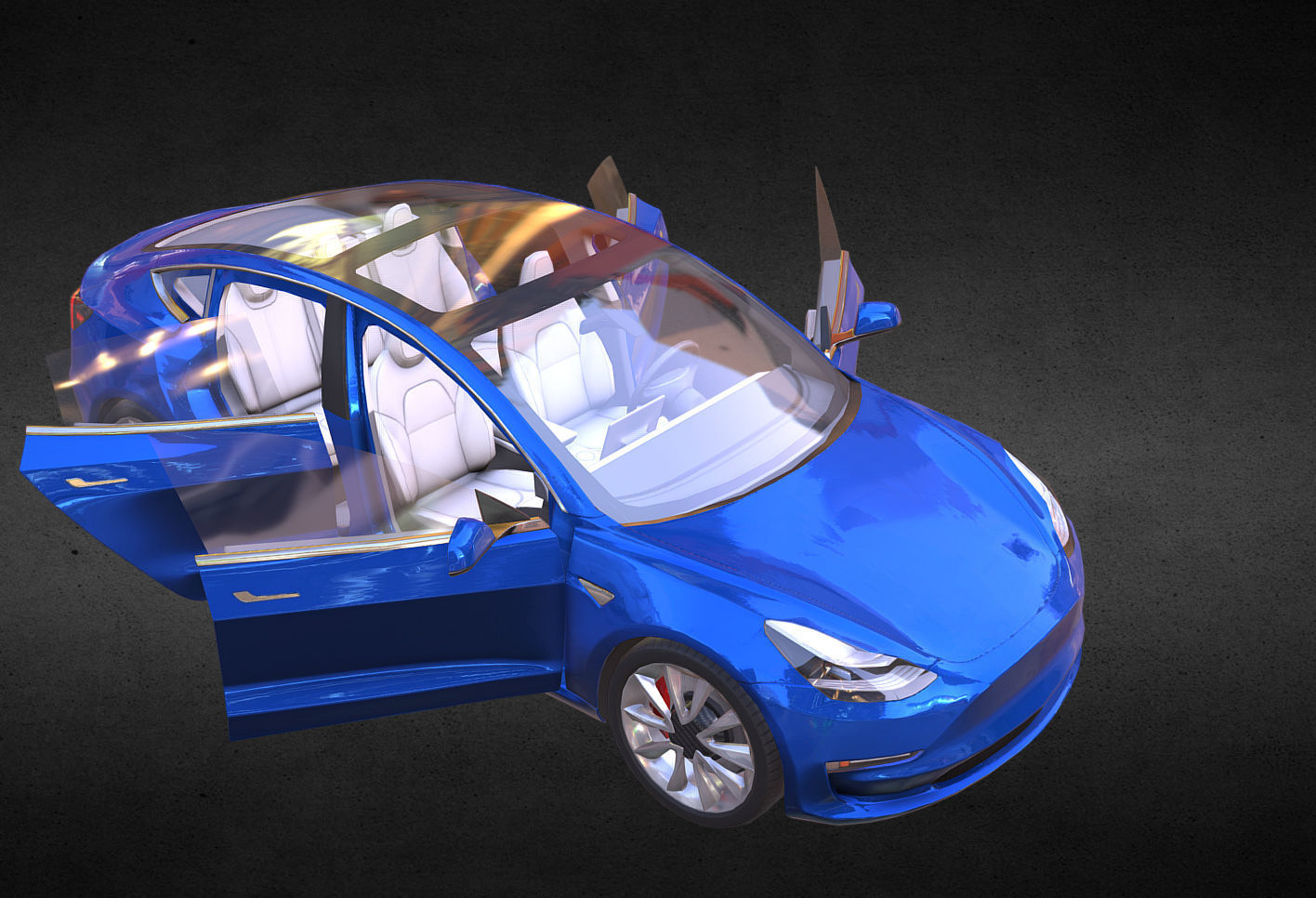 Tesla Model 3 s car Low-poly 3D model_7