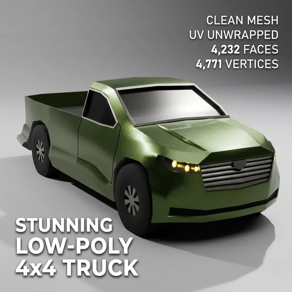 Low-Poly Off-Road Pickup Truck Game-ready Vehicle FBX OBJ Low-poly 3D model