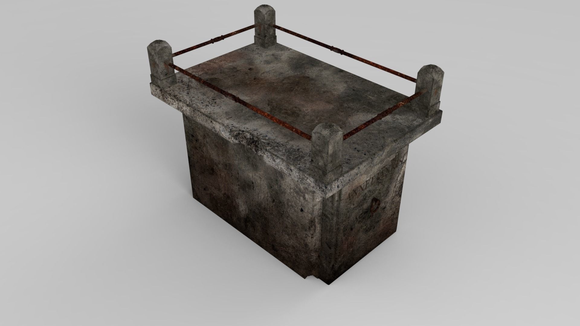 Lowpoly Gravestone wooden table with metal legs Low-poly 3D model_6