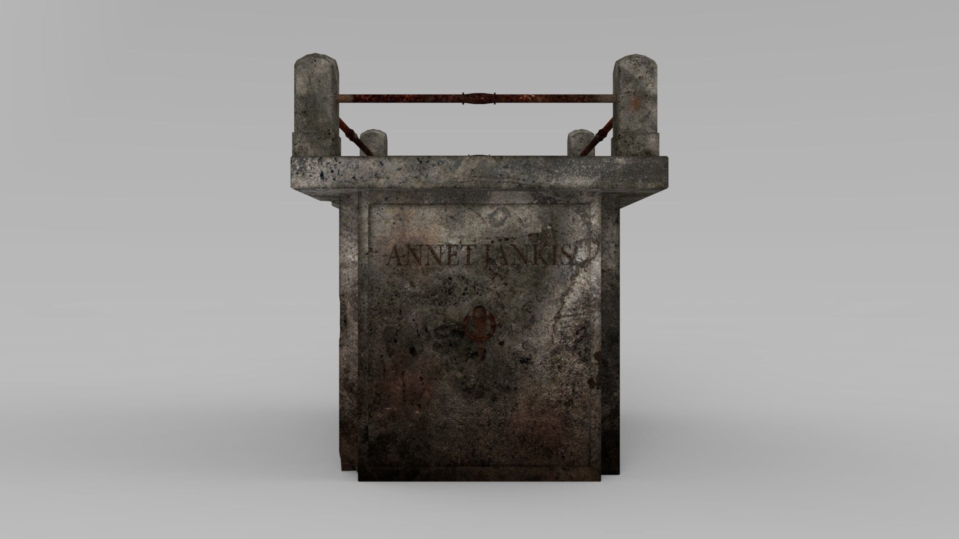 Lowpoly Gravestone wooden table with metal legs Low-poly 3D model_7