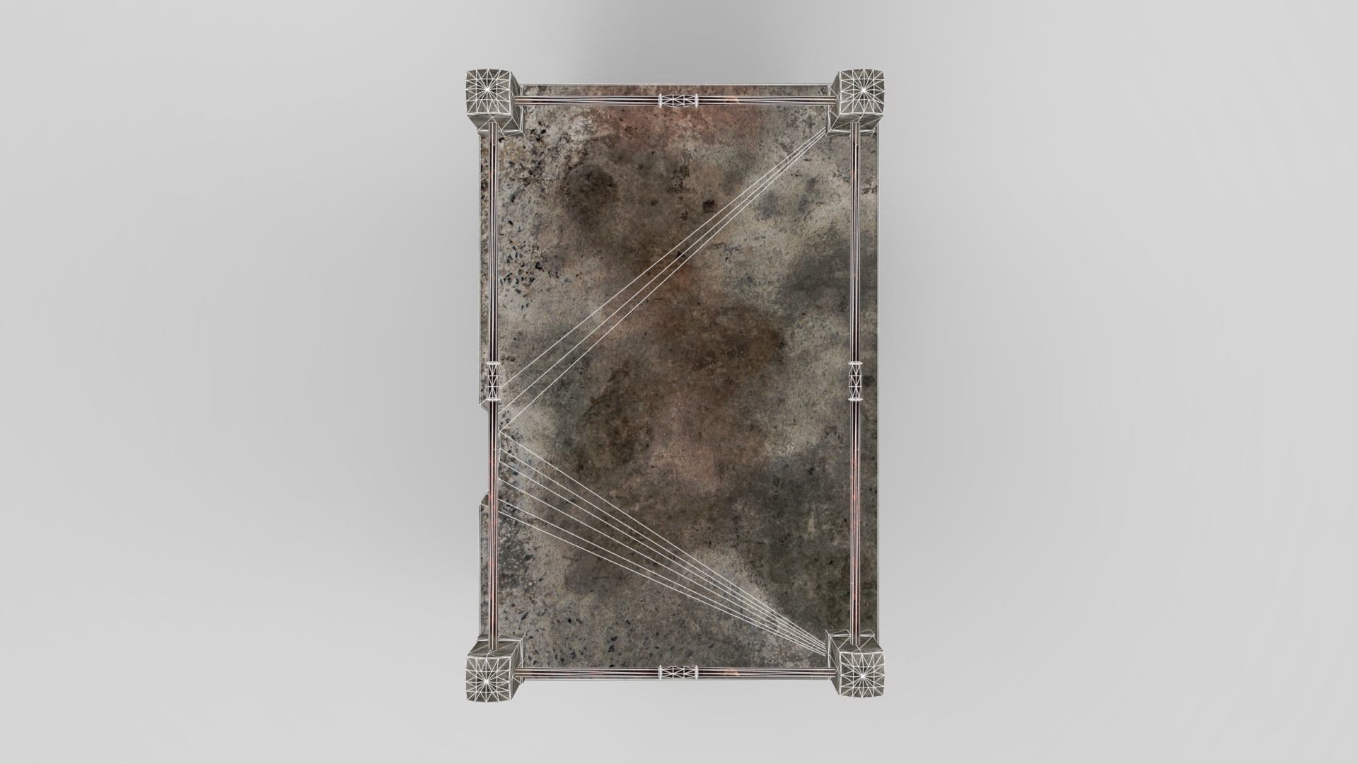 Lowpoly Gravestone wooden table with metal legs Low-poly 3D model_5