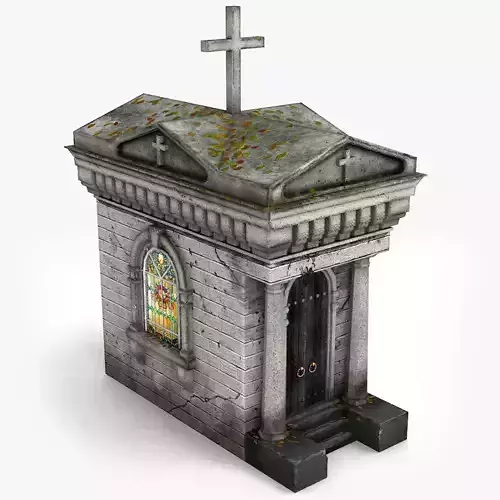 Lowpoly Tomb 5 graveyard with cross on top