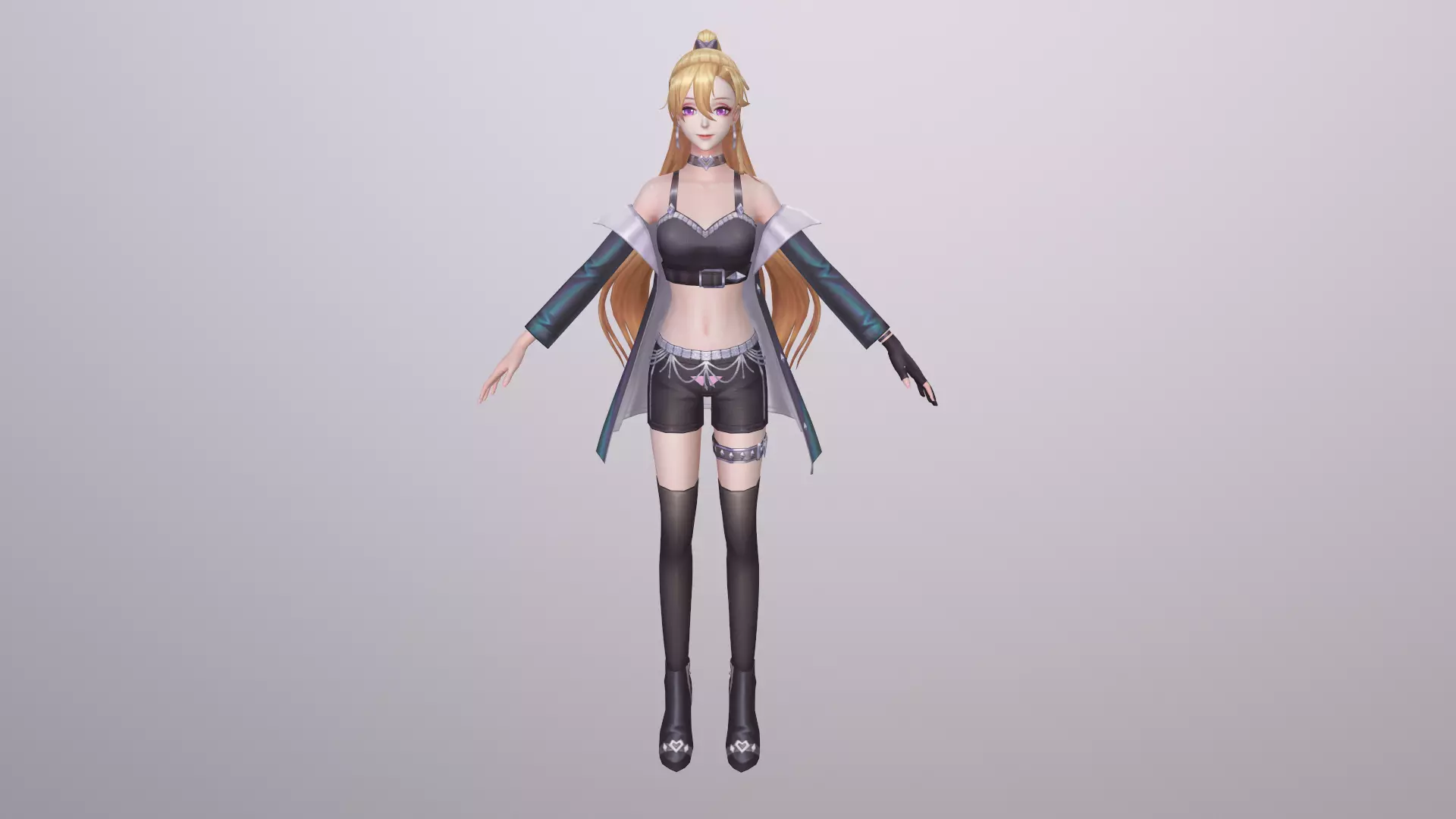 Japanese and Korean long-haired girls Low-poly 3D model