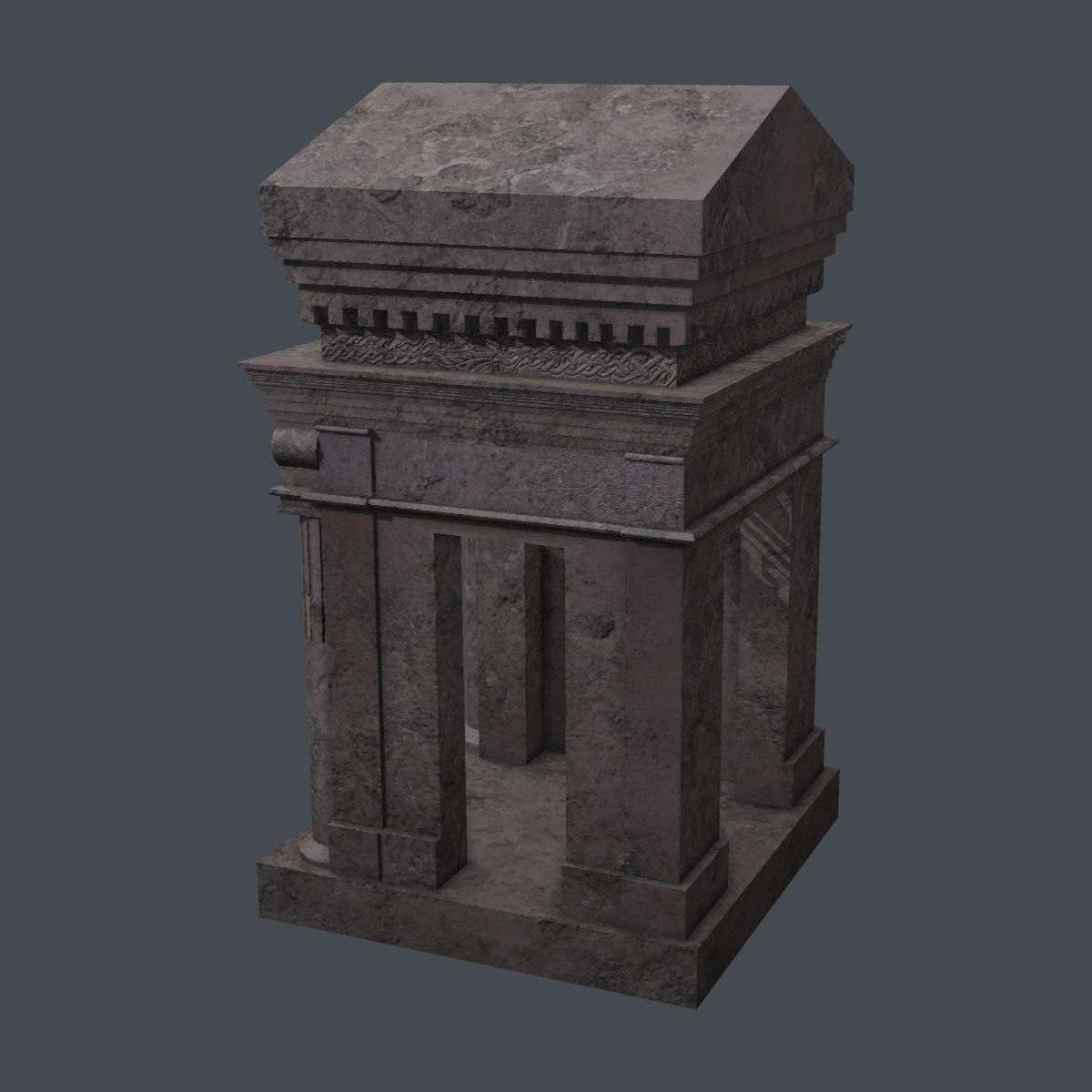 Lowpoly Tomb 1 greek temple Low-poly 3D model_4