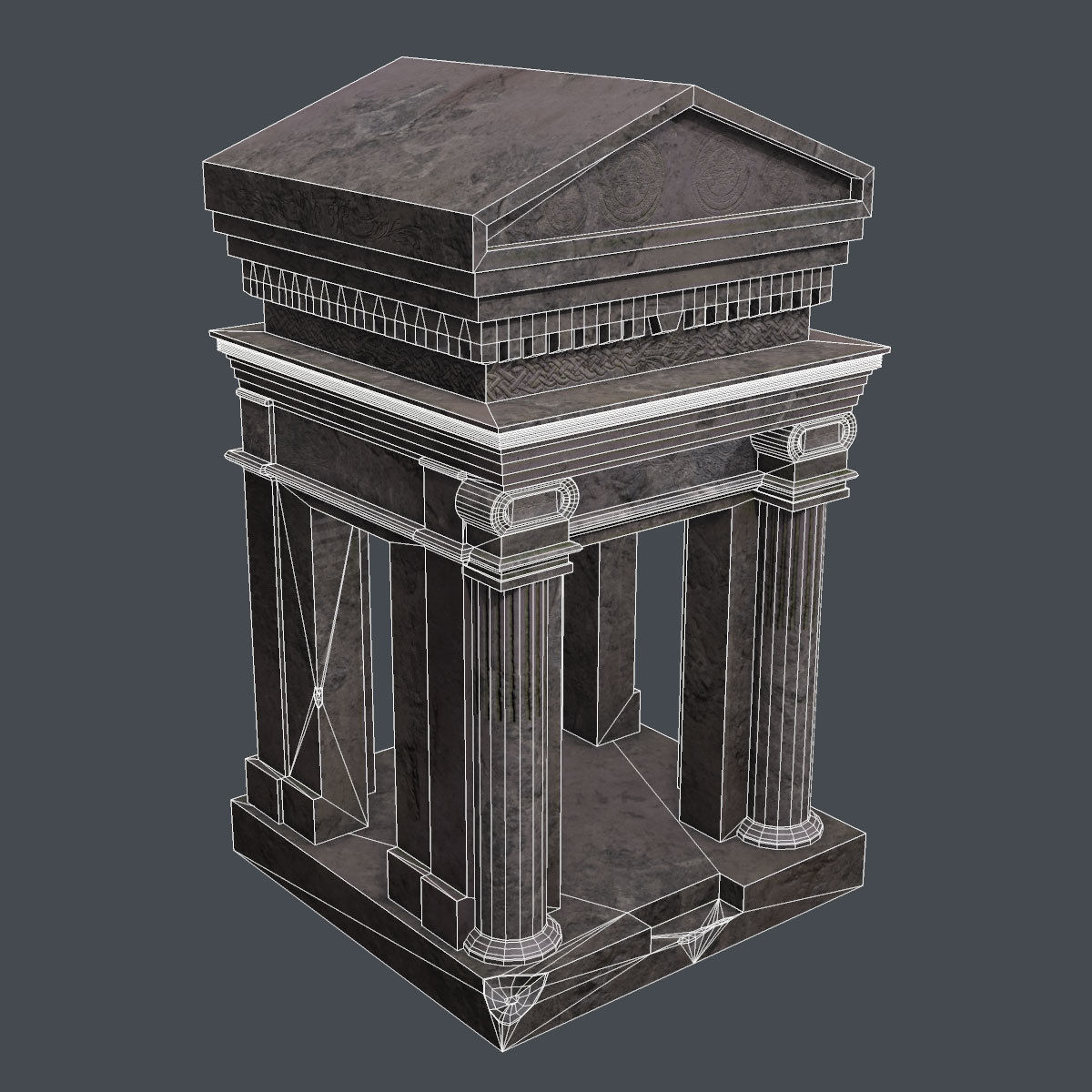Lowpoly Tomb 1 greek temple Low-poly 3D model_2