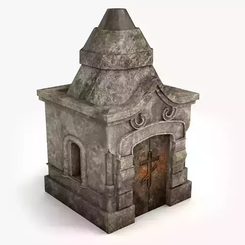 Lowpoly Tomb 4 stone building with door
