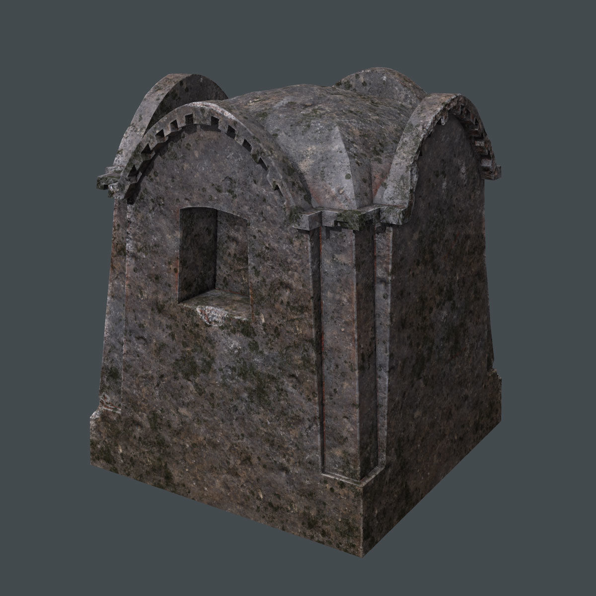 Lowpoly Tomb 2 stone grave marker Low-poly 3D model_3