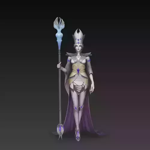 Stylized Dark Queen Mage Character 3D Model