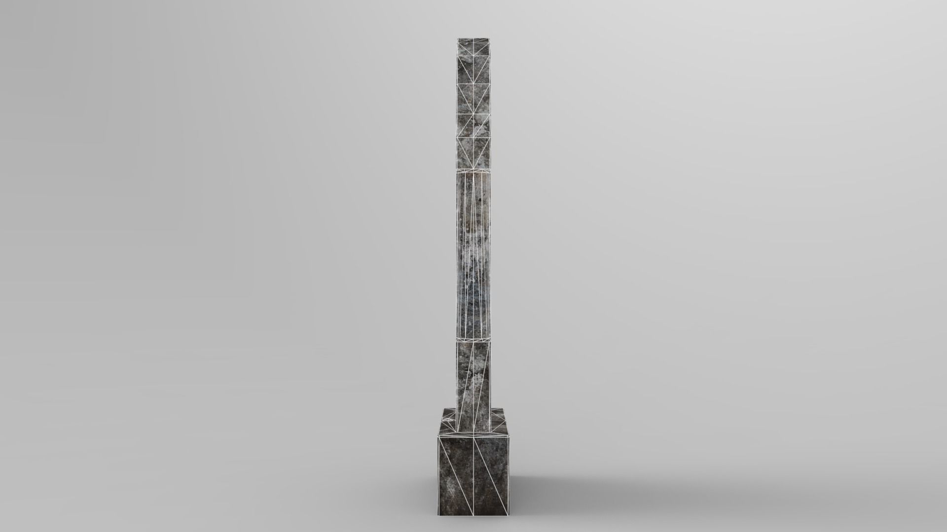 Lowpoly Gravestone wooden pole Low-poly 3D model_0