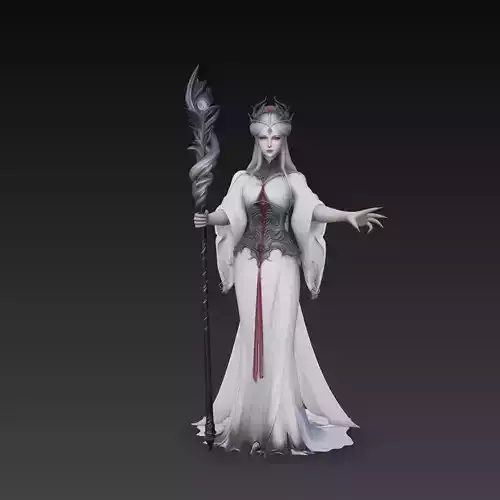 Stylized Dark Priestess Necromancer 3D Model