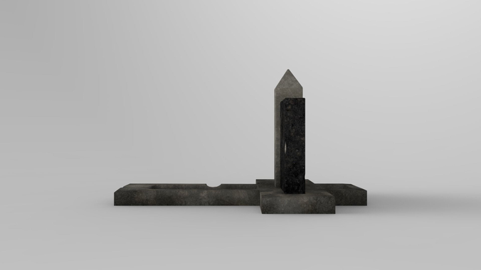Lowpoly Gravestone statue of stone block