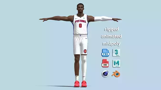 T-Pose Rigged Jalen Duren Detroit Pistons NBA