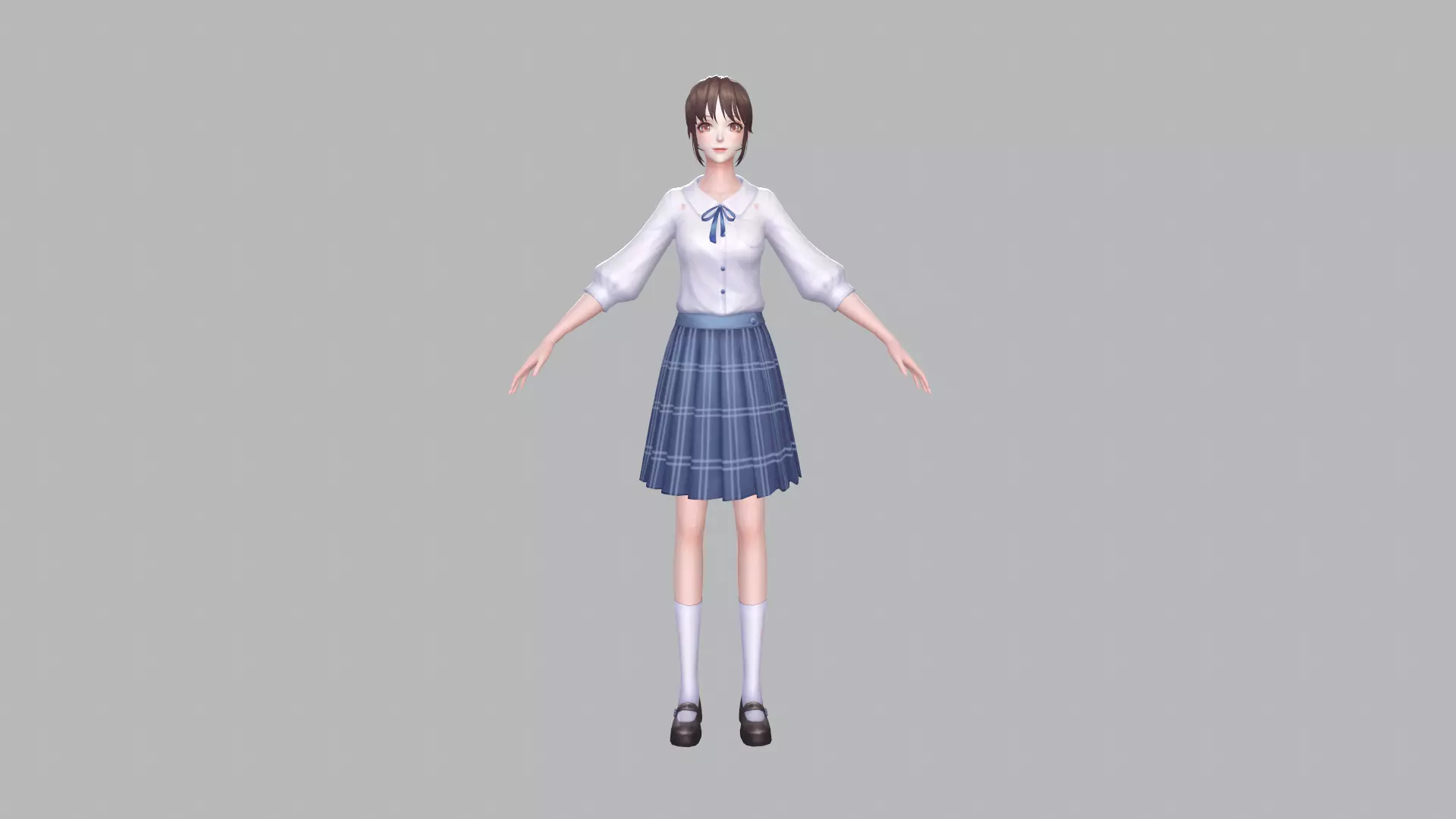 3D model Japanese high school students with anime manga style VR / AR ...