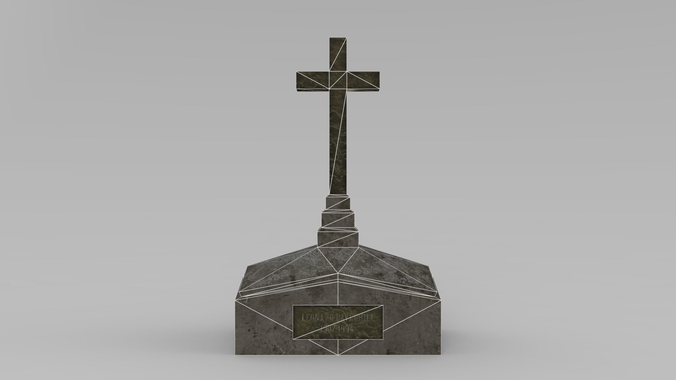 Lowpoly Gravestone wooden broomstick