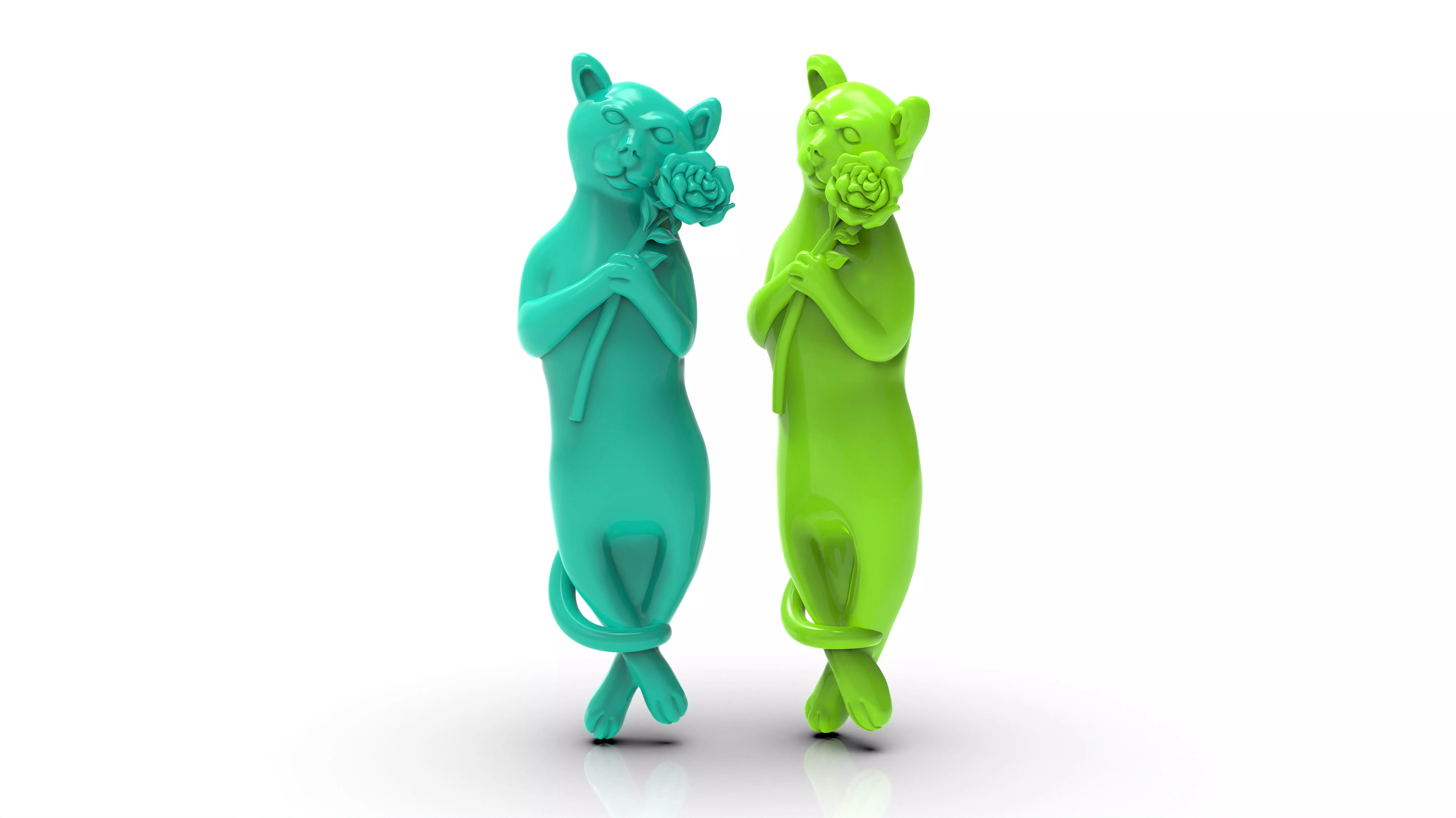 CAT WITH ROSE PENDANT 3D PRINT READY MODEL 3D print model