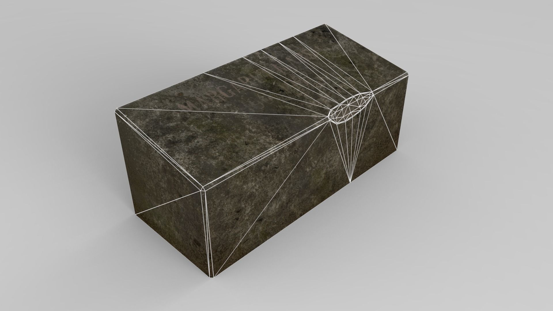 Lowpoly Gravestone box with geometric design Low-poly 3D model_2
