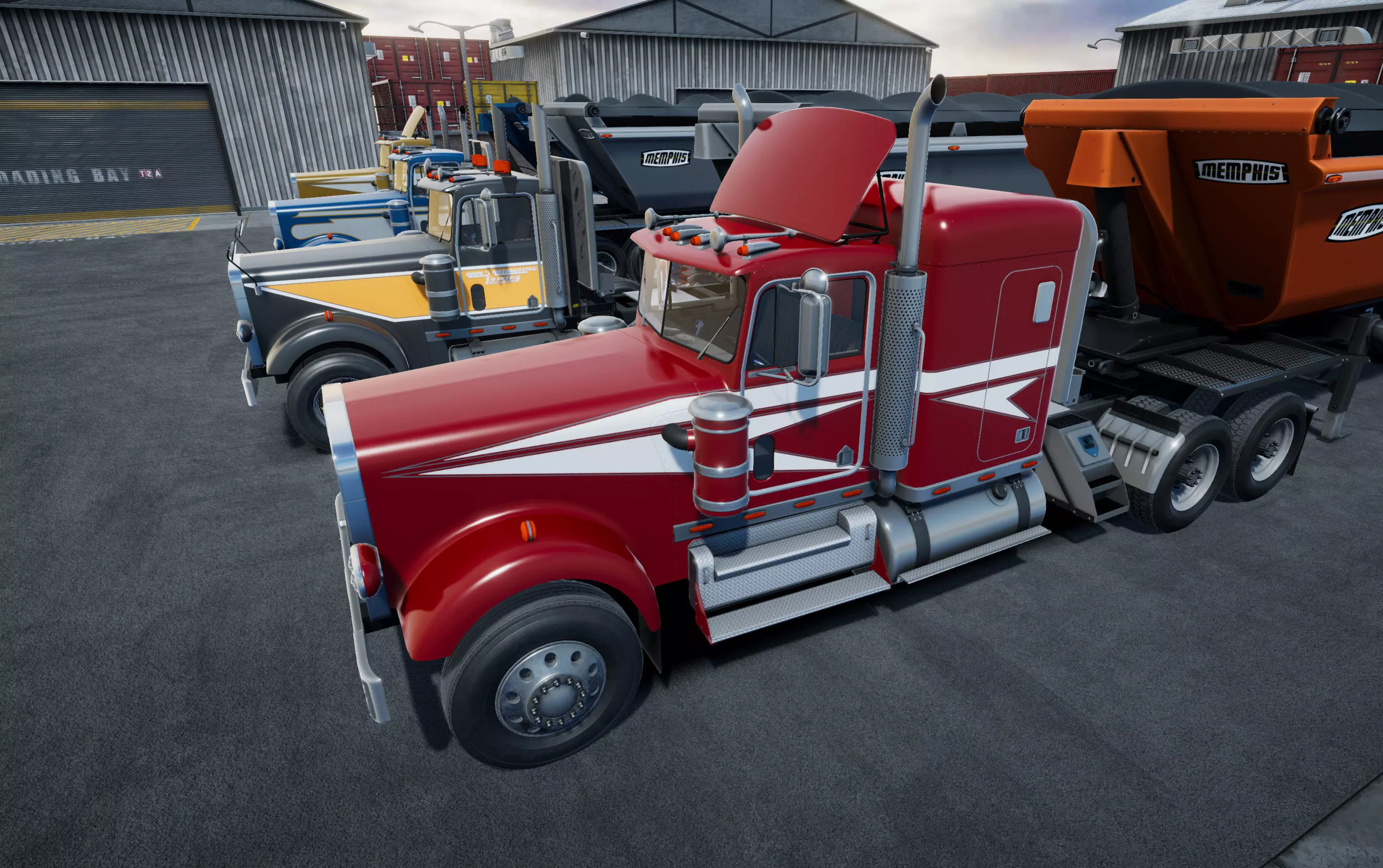 Semitruck with dump trailer unity asset Low-poly 3D model