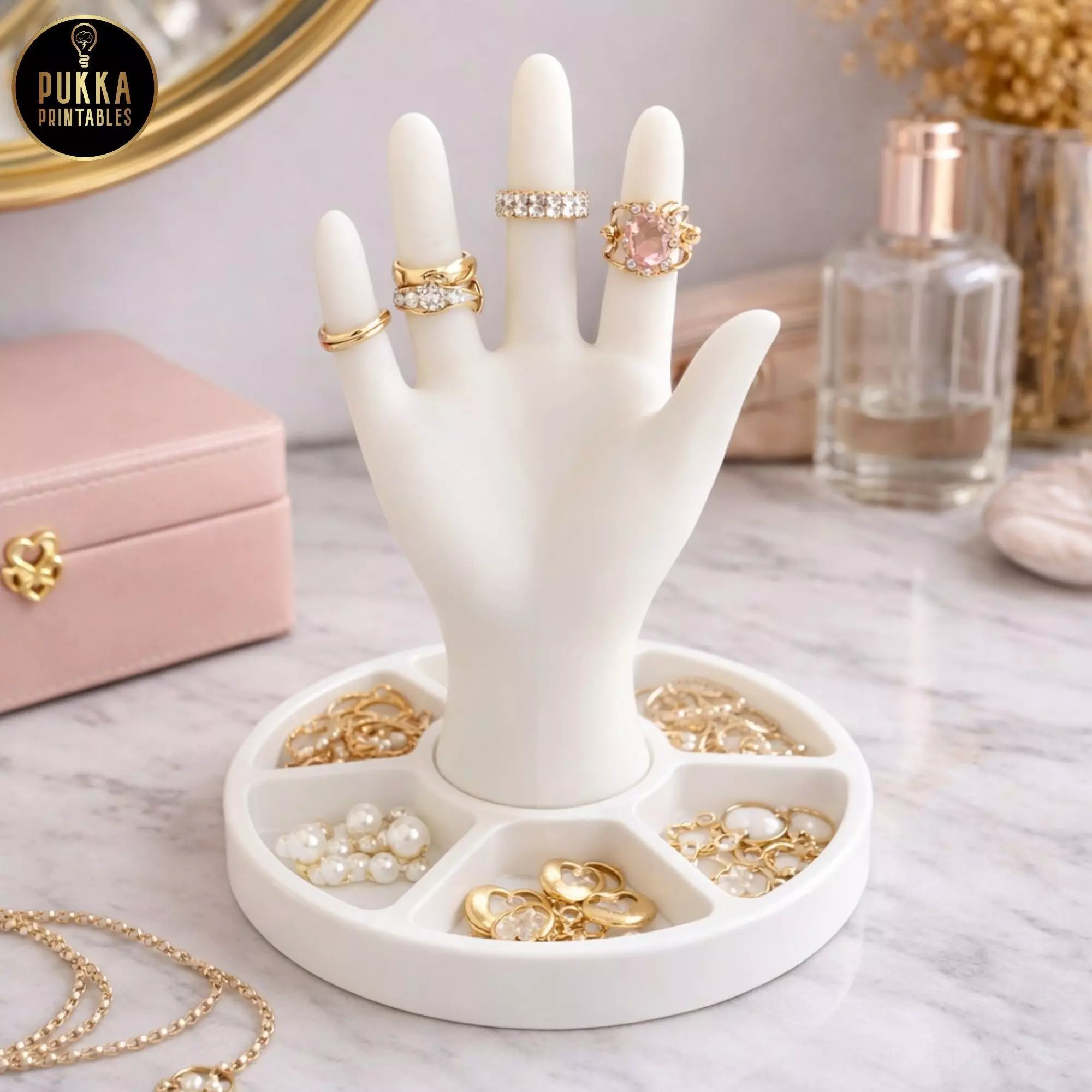 Hand Jewellery Ring Holder STL with Base Compartments 3D print model