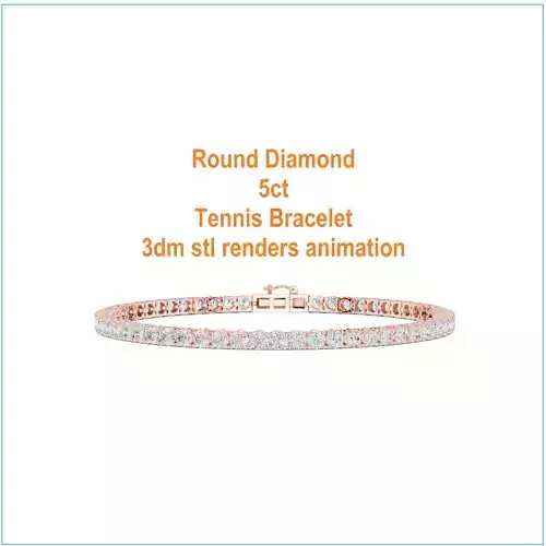 Round Diamond 5ct Tennis Bracelet 3dm stl renders animation 